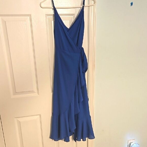 Lulus Dresses & Skirts - Lulu's Blue Asymmetrical Wrap Sundress